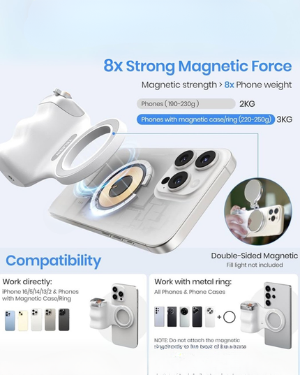 Empuñadura magnética Bluetooth para cámara: agarre universal para fotos de smartphones