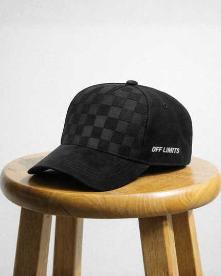 OFF LIMITS Checkered Suede Cap — Black Edition