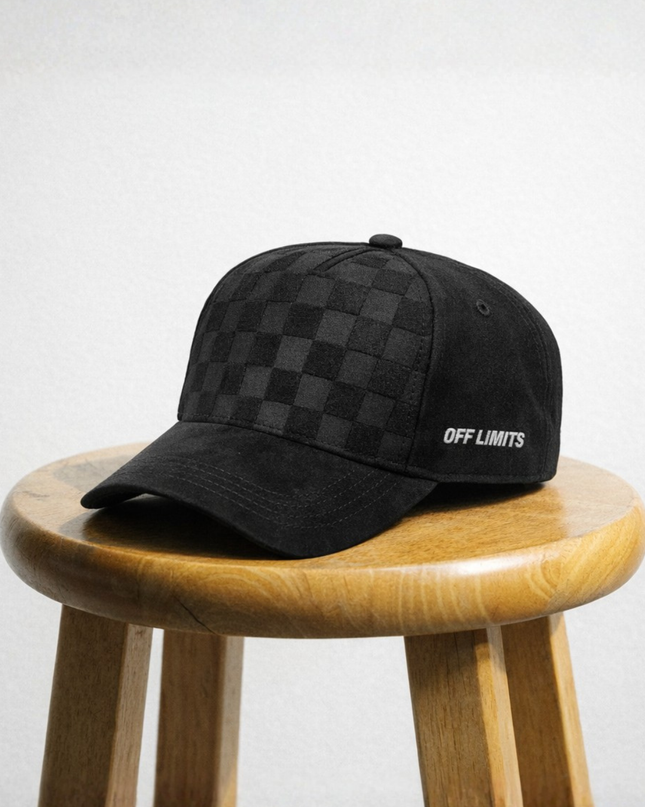 OFF LIMITS Checkered Suede Cap — Black Edition