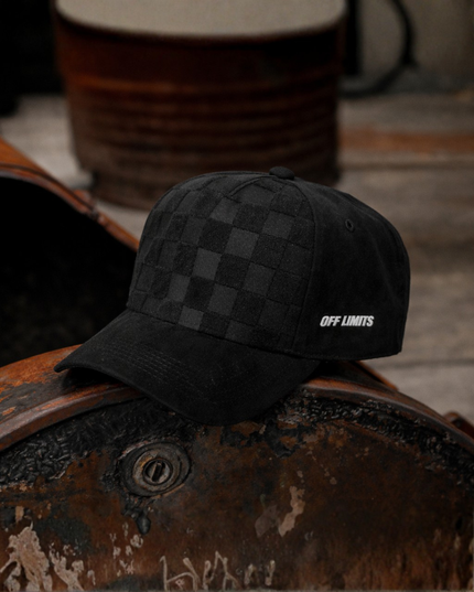 OFF LIMITS Checkered Suede Cap — Black Edition