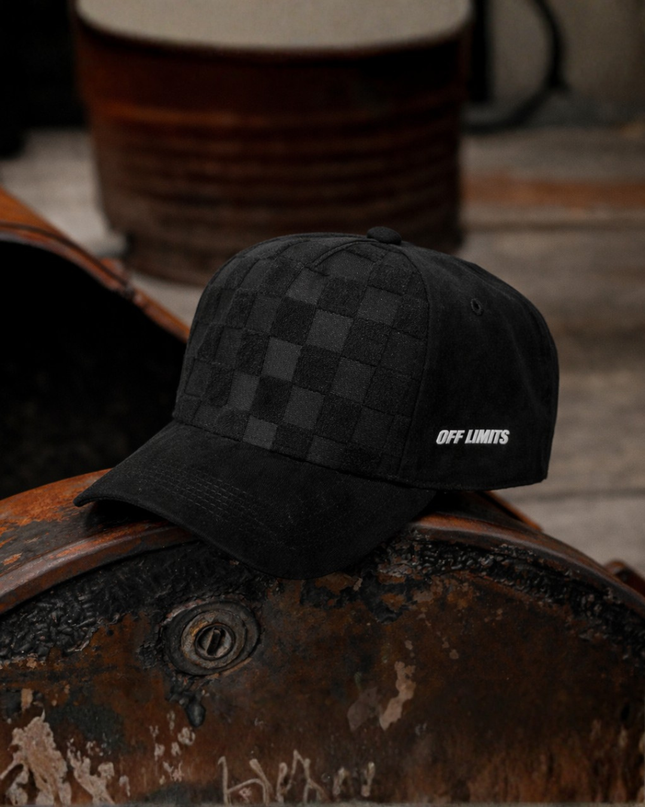 OFF LIMITS Checkered Suede Cap — Black Edition
