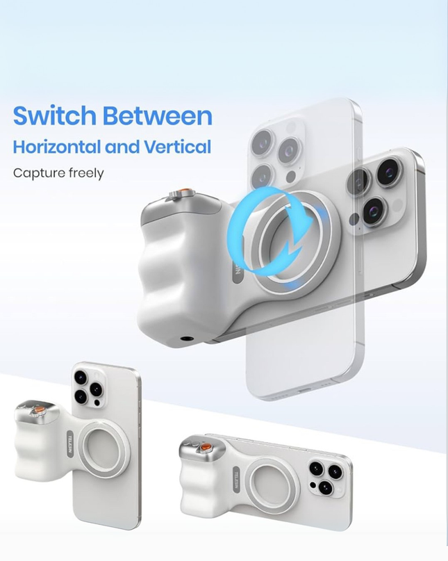 Magnetic Camera Grip for Smartphones – Bluetooth Creator Handle Compatible with iPhone & Android