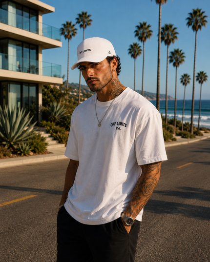 OFF LIMITS — Plain Curve 5 Panel Cap “California Star” White Edition