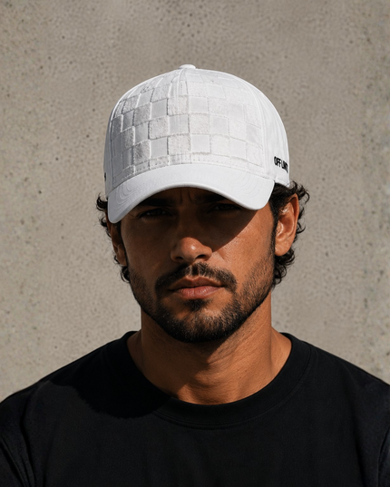 OFF LIMITS Checkered Suede Cap — WHITE Edition