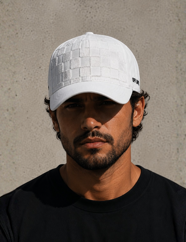 OFF LIMITS Checkered Suede Cap — WHITE Edition