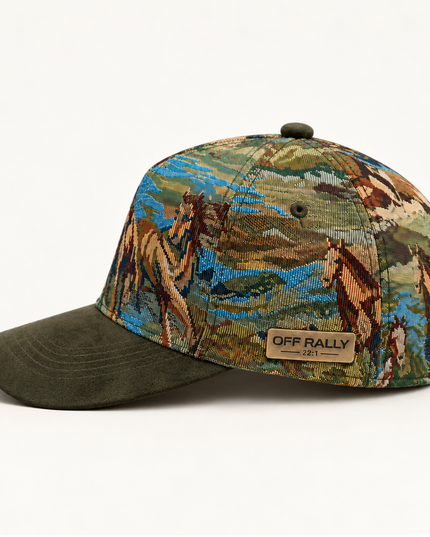 OFF RALLY Mustang Tapestry Cap — Green