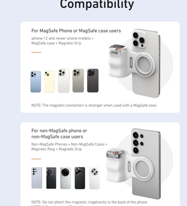 Empuñadura magnética Bluetooth para cámara: agarre universal para fotos de smartphones