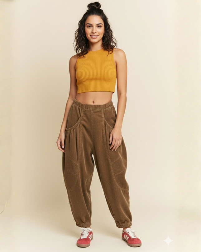 Corduroy Cargo Joggers – Wide Pocket Streetwear Pants