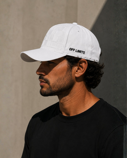 OFF LIMITS Checkered Suede Cap — WHITE Edition