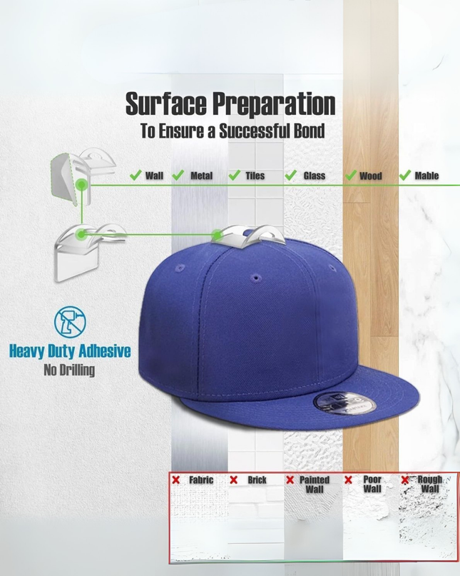 Cap Hook – Wall Mounted Hat Organizer (10 pcs)