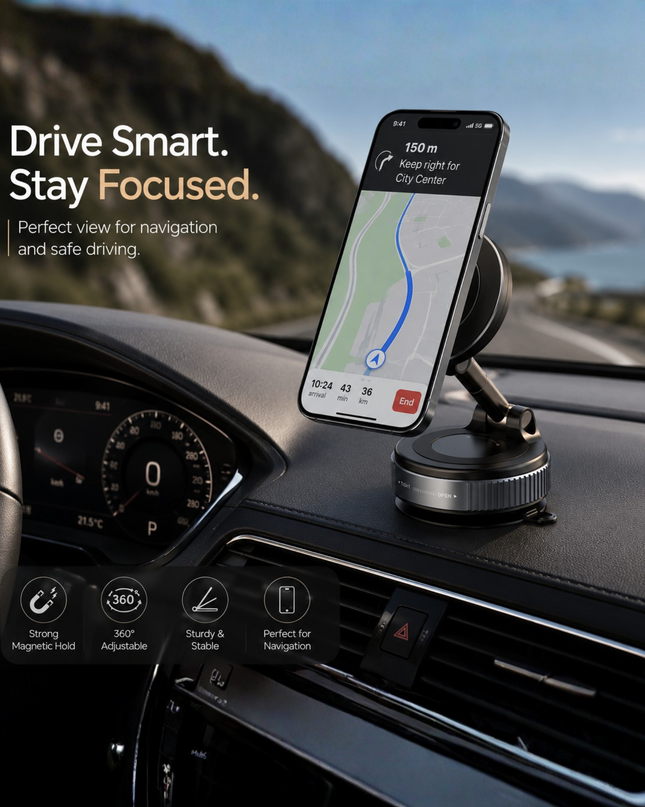 Foldable Magnetic Phone Holder for iPhone & Android
