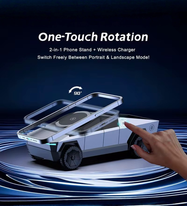 Cybertruck 3-in-1 Wireless Charging Station – Fast Charger for iPhone, AirPods & Apple Watch