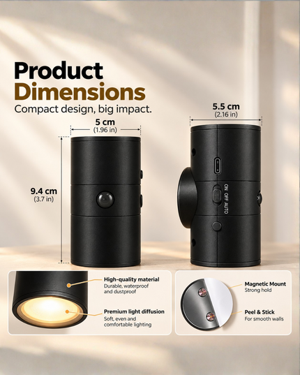 Rechargeable Magnetic Wall Light with Remote Control — LED Up & Down Wall Sconce
