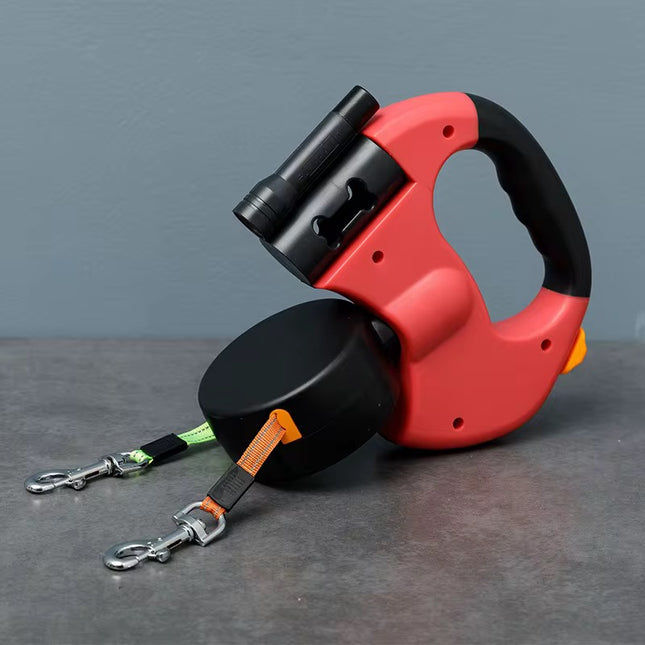 Dual Retractable Dog Leash with LED Flashlight