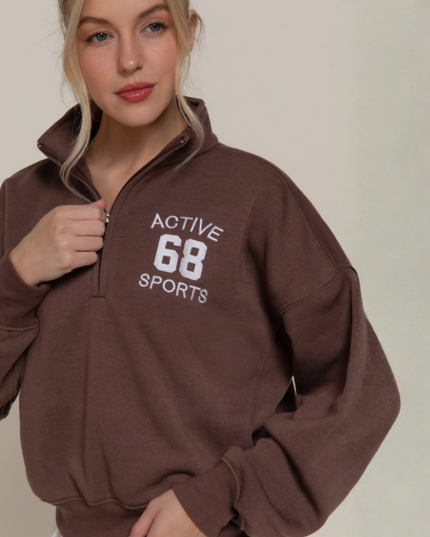 Relaxed Zip-Up High Neck Sweatshirt – Modern Street Style Essential