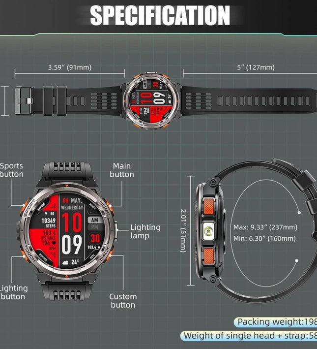 KE5 Military Smartwatch – The Ultimate Rugged Companion