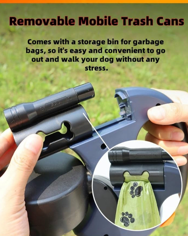 Dual Retractable Dog Leash with LED Flashlight