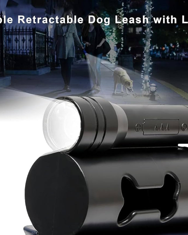 Dual Retractable Dog Leash with LED Flashlight