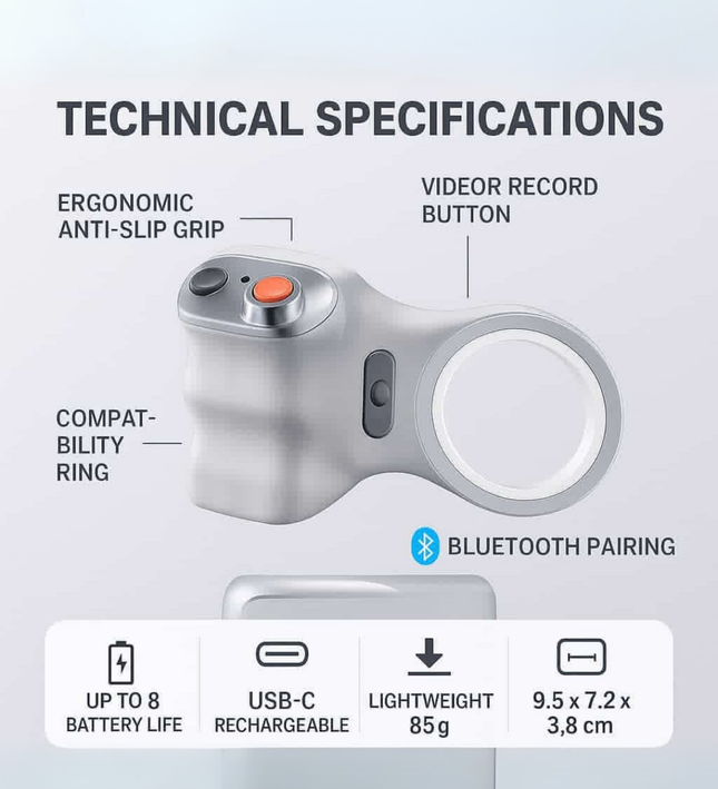Empuñadura magnética Bluetooth para cámara: agarre universal para fotos de smartphones