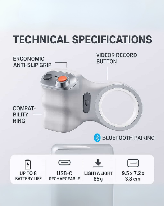 Magnetic Camera Grip for Smartphones – Bluetooth Creator Handle Compatible with iPhone & Android