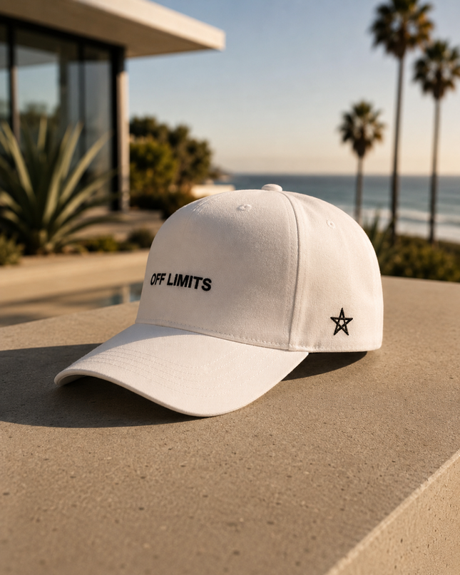 OFF LIMITS — Plain Curve 5 Panel Cap “California Star” White Edition