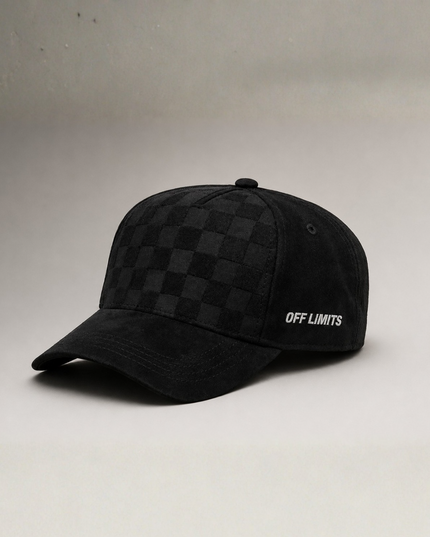 OFF LIMITS Checkered Suede Cap — Black Edition
