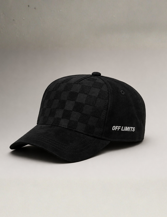 OFF LIMITS Checkered Suede Cap — Black Edition