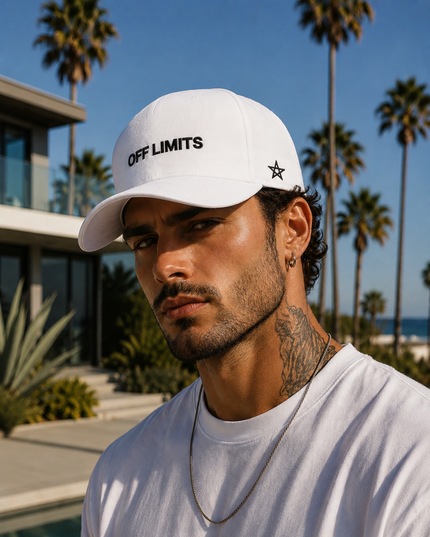 OFF LIMITS — Plain Curve 5 Panel Cap “California Star” White Edition