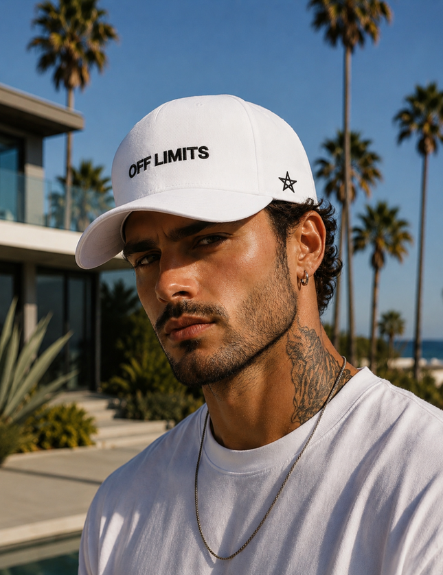 OFF LIMITS — Plain Curve 5 Panel Cap “California Star” White Edition
