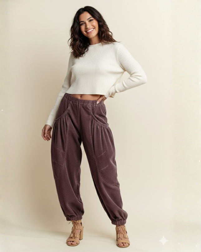 Corduroy Cargo Joggers – Wide Pocket Streetwear Pants