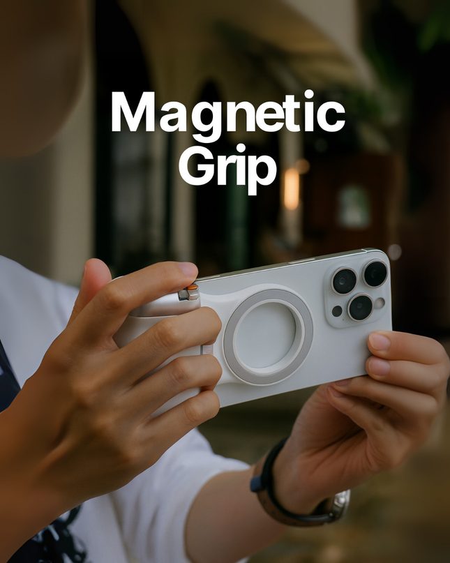 Magnetic Camera Grip for Smartphones – Bluetooth Creator Handle Compatible with iPhone & Android